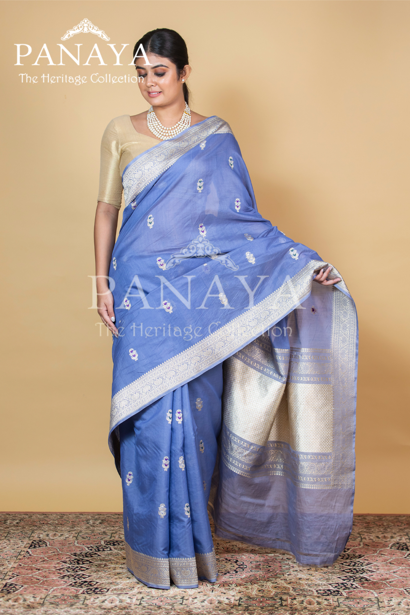 Kora Silk Buti Design With Meenakari Work