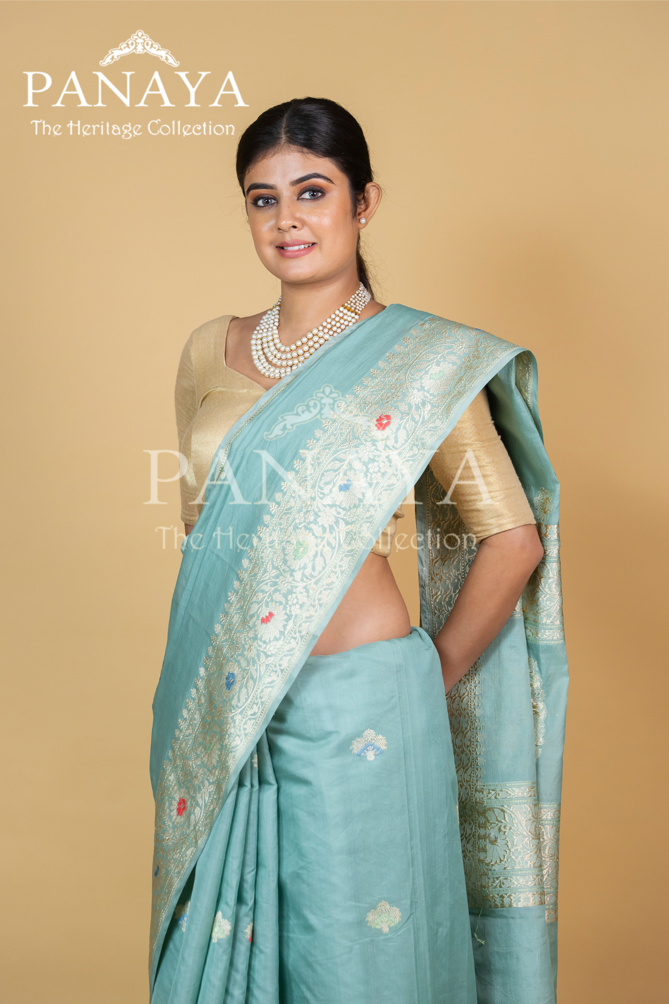 Kora Silk With Meenakari Buti Work