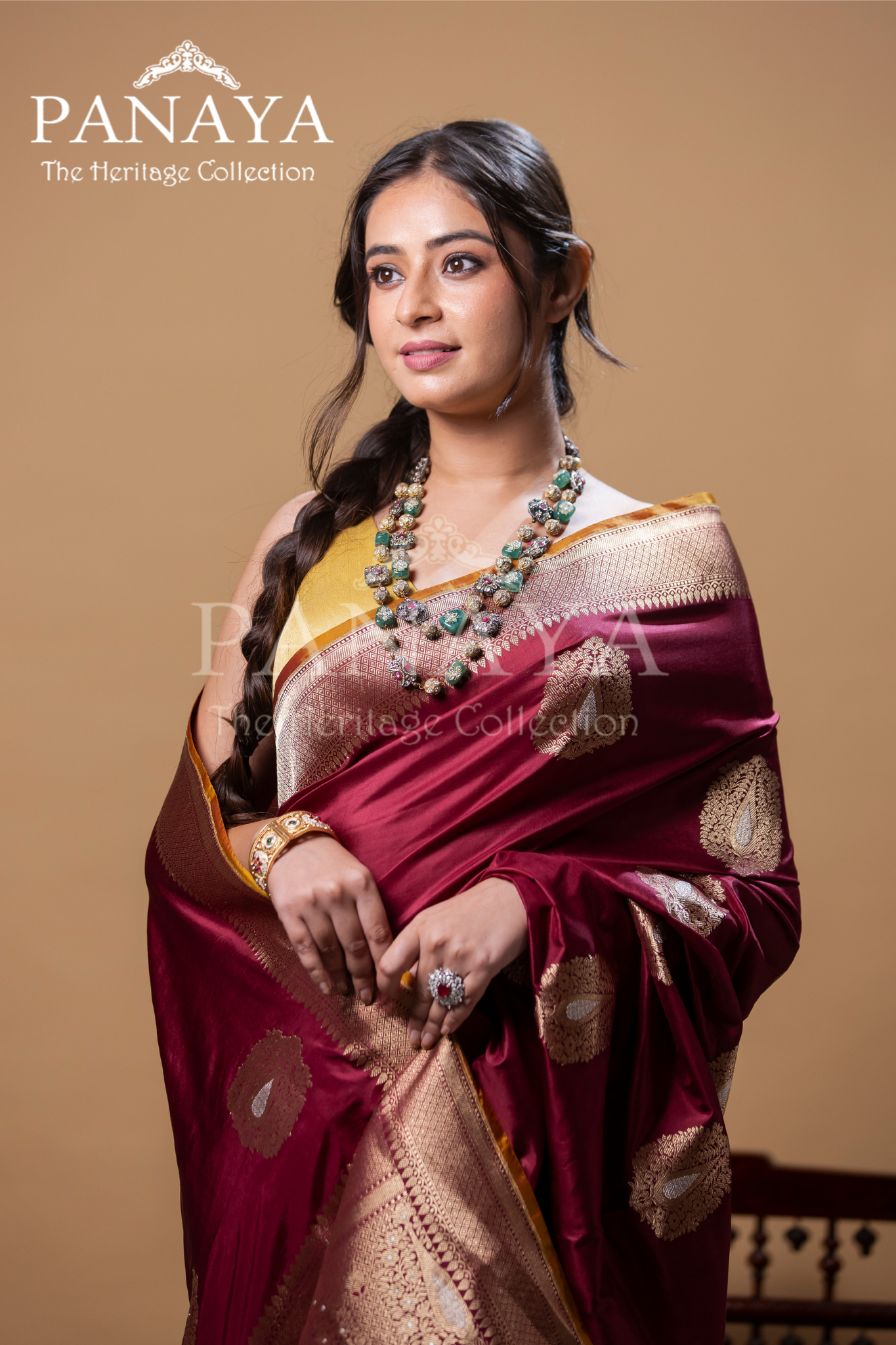 Katan Silk With Royal Buta With Gold And Silver Zari Work