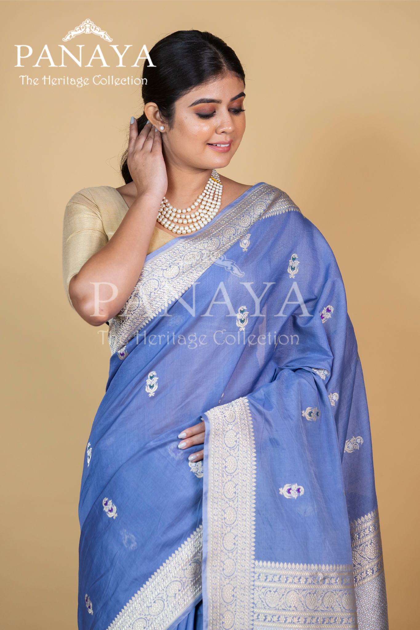 Kora Silk Buti Design With Meenakari Work