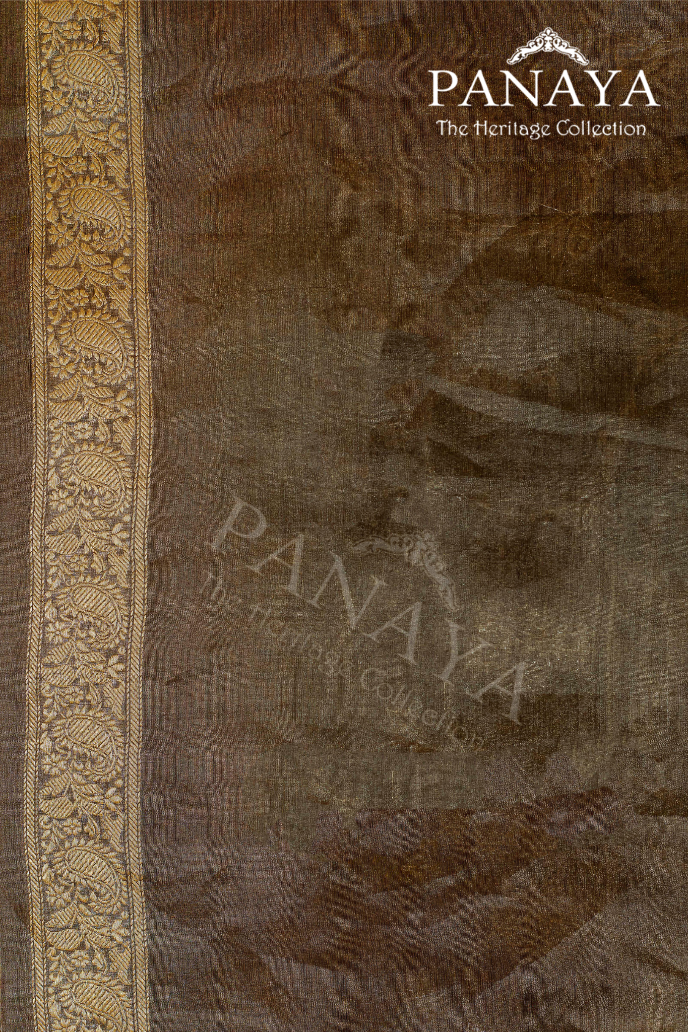 Tissue Silk Zaal Design With Gold Zari And Kairi Anchal