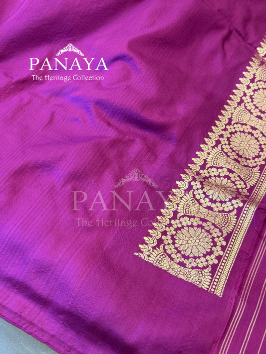 Saree Katan Silk Plain Saree with Banarasi Aanchal, Border & Nice Konia