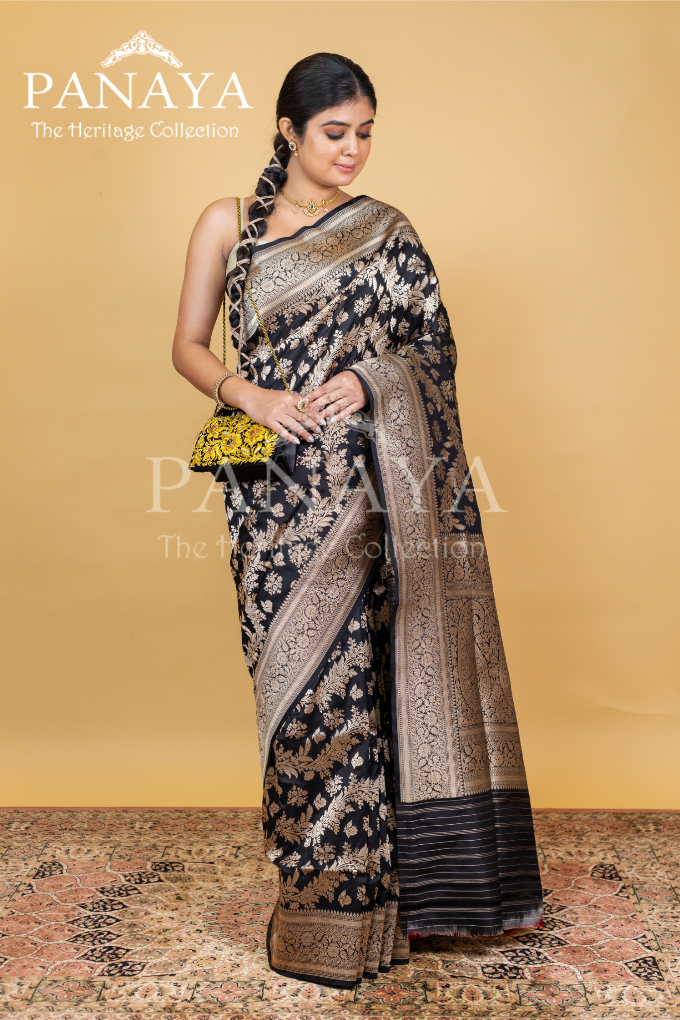 Katan Silk Zaal Design With Gold Zari Banarasi Anchal Border Design