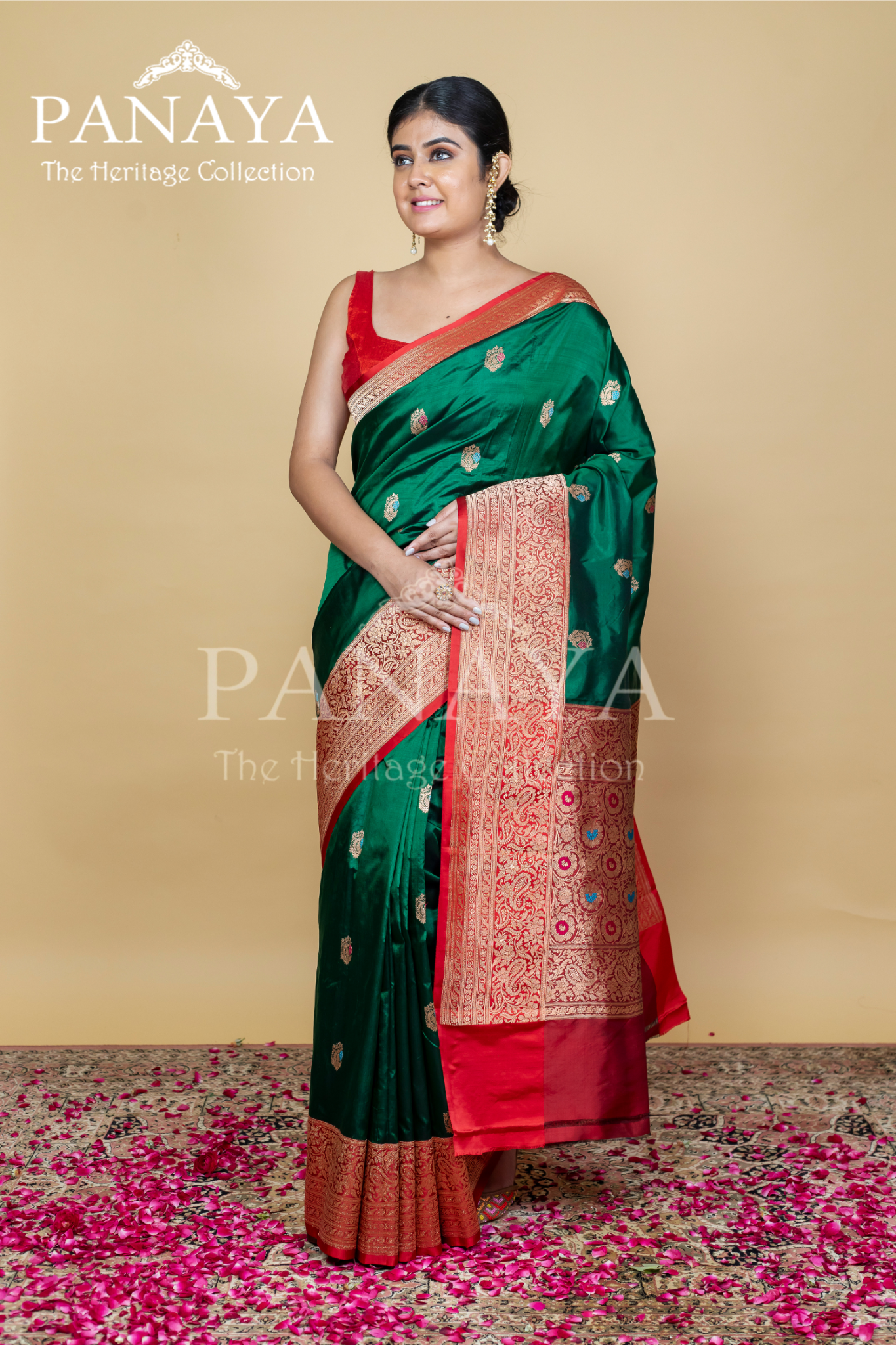Meenakari Butti With Meenakari Banarsi Anchal And Border