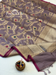 Saree Katan Silk with banarasi aanchal & Border with meenedar Jaal Design