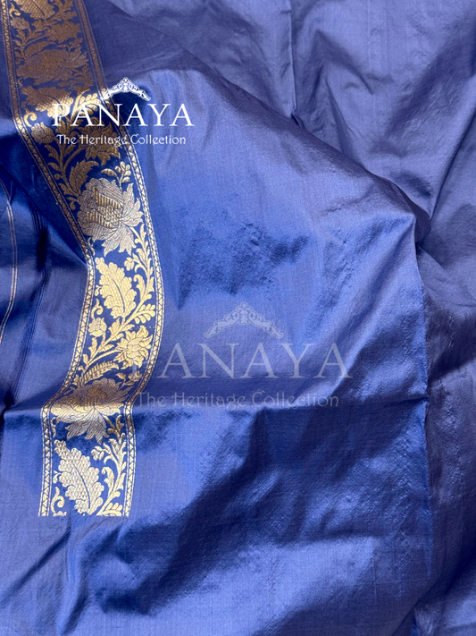 Saree Katan Silk with banarasi aanchal & Border with meenedar Booti Design