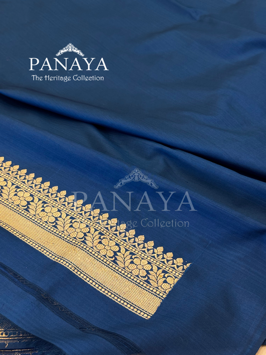 Saree Katan Silk Plain Saree with Banarasi Aanchal, Border & Nice Konia