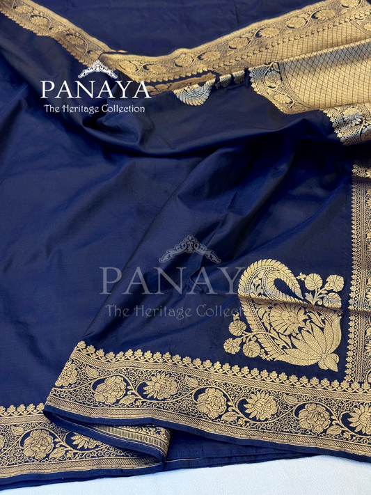 Saree Katan Silk Plain Saree with Banarasi Aanchal, Border & Nice Konia