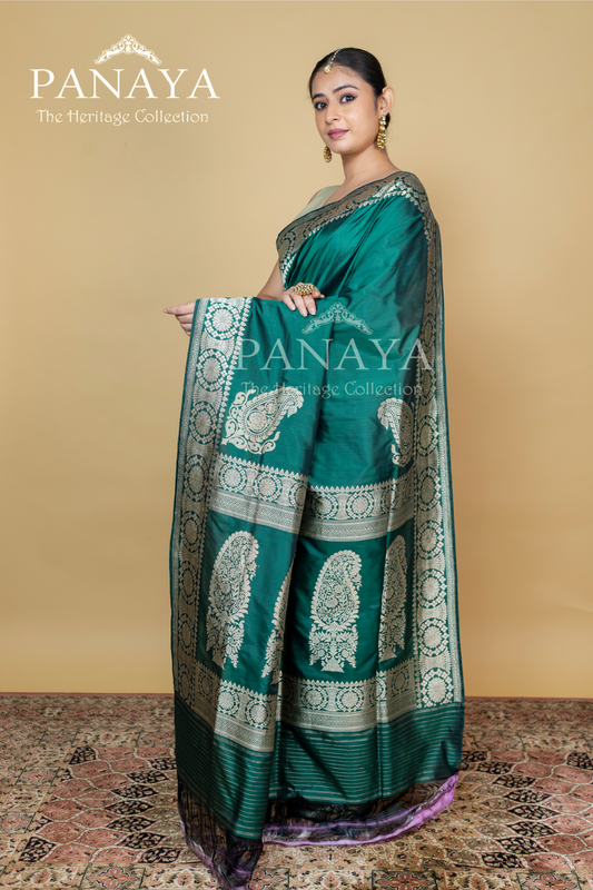Handloom Katan Silk With Kuniya Banarasi Border Anchal