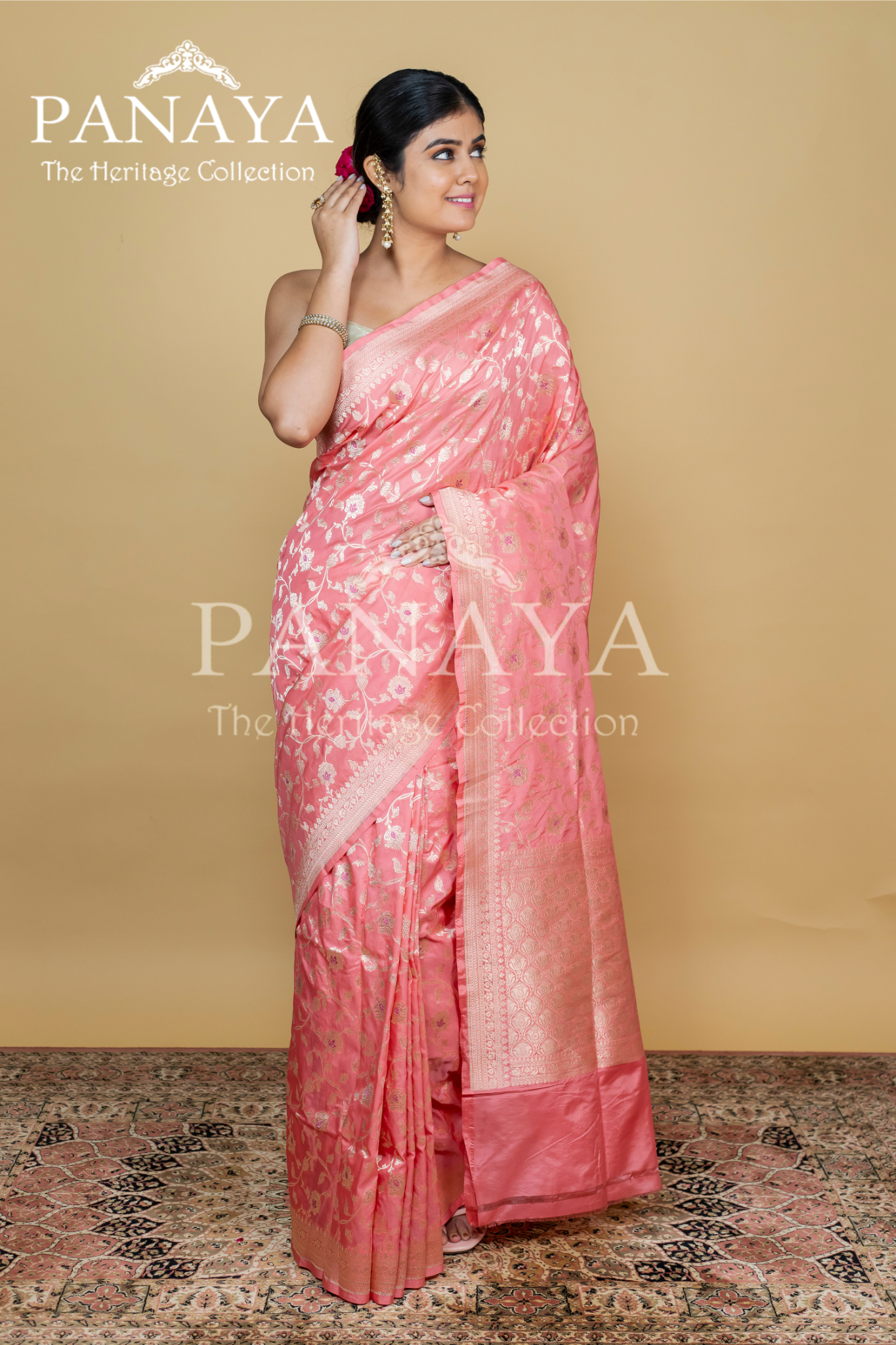 Katan Silk Zaal Design Meenakari Work With Banarasi Anchal Border Design