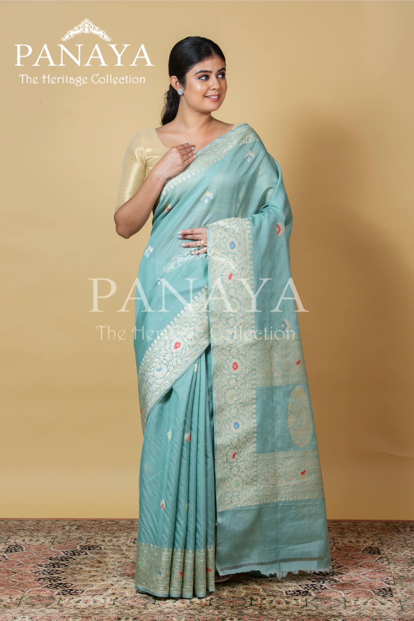 Kora Silk With Meenakari Buti Work