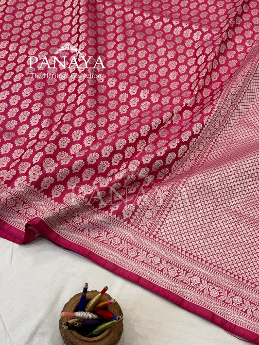 Saree Katan Silk Banarasi Aanchal Border with Resham silk Booti