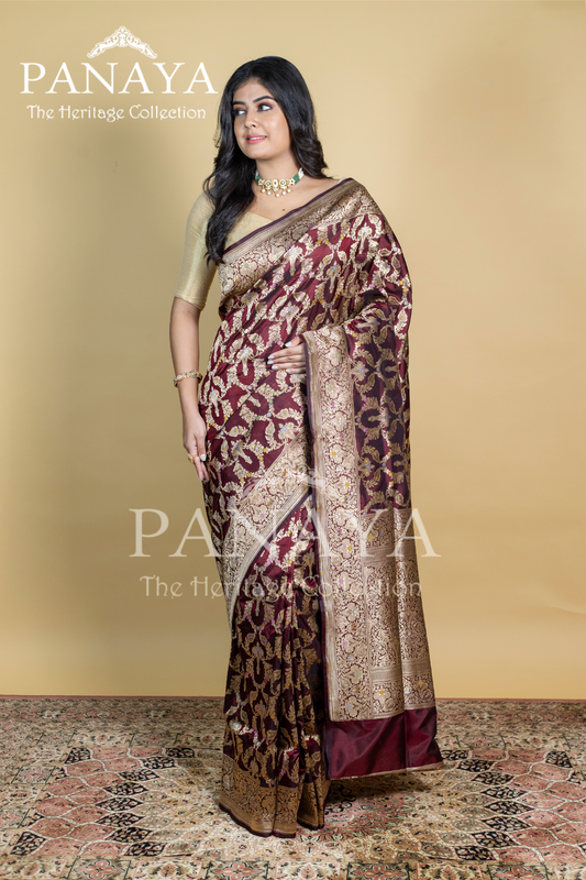 Handloom Cutwork Zaal Design With Meenakari Work