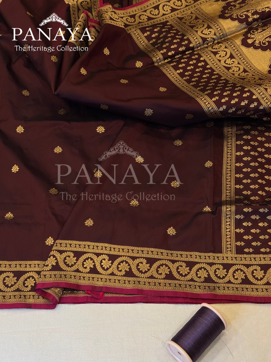 Saree Premium Handloom katan silk  with darbar anchal and zari gold border design