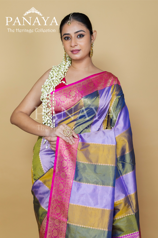 Rangkat Saree With Contrast Banarsi Border And Anchal