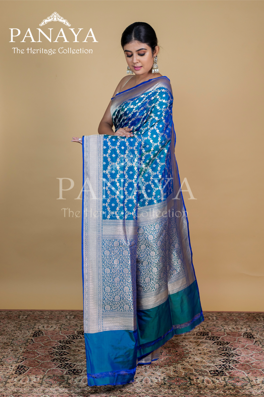 Katan Silk Zaal Design With Sona Rupa Work With Banarasi Border And Anchal