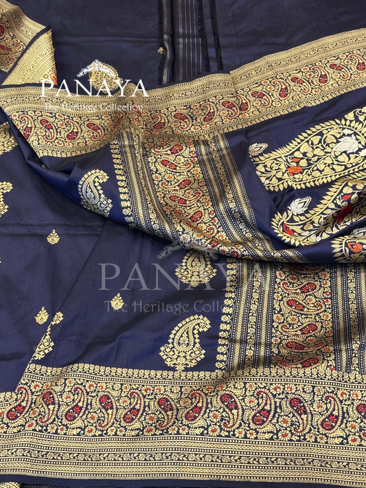 Saree Katan Silk with Meenedarr Banarasi Aanchal & Border with Gold Zari Carry Boota