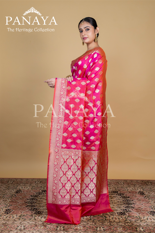 Handloom Cut Work Banarasi Buti Saree With Banarsi Border And Anchal