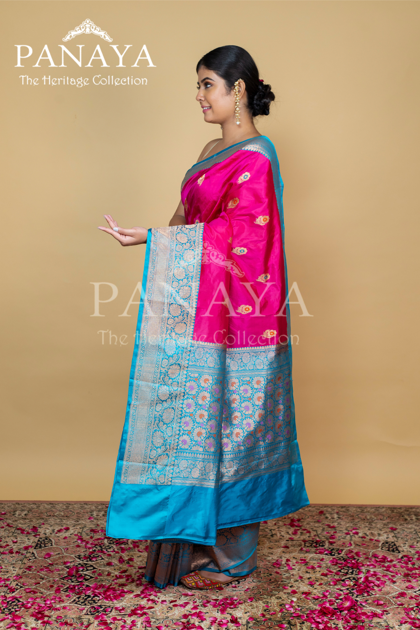 Meenakari Buti With Banarsi Anchal And Border Meenakari Work