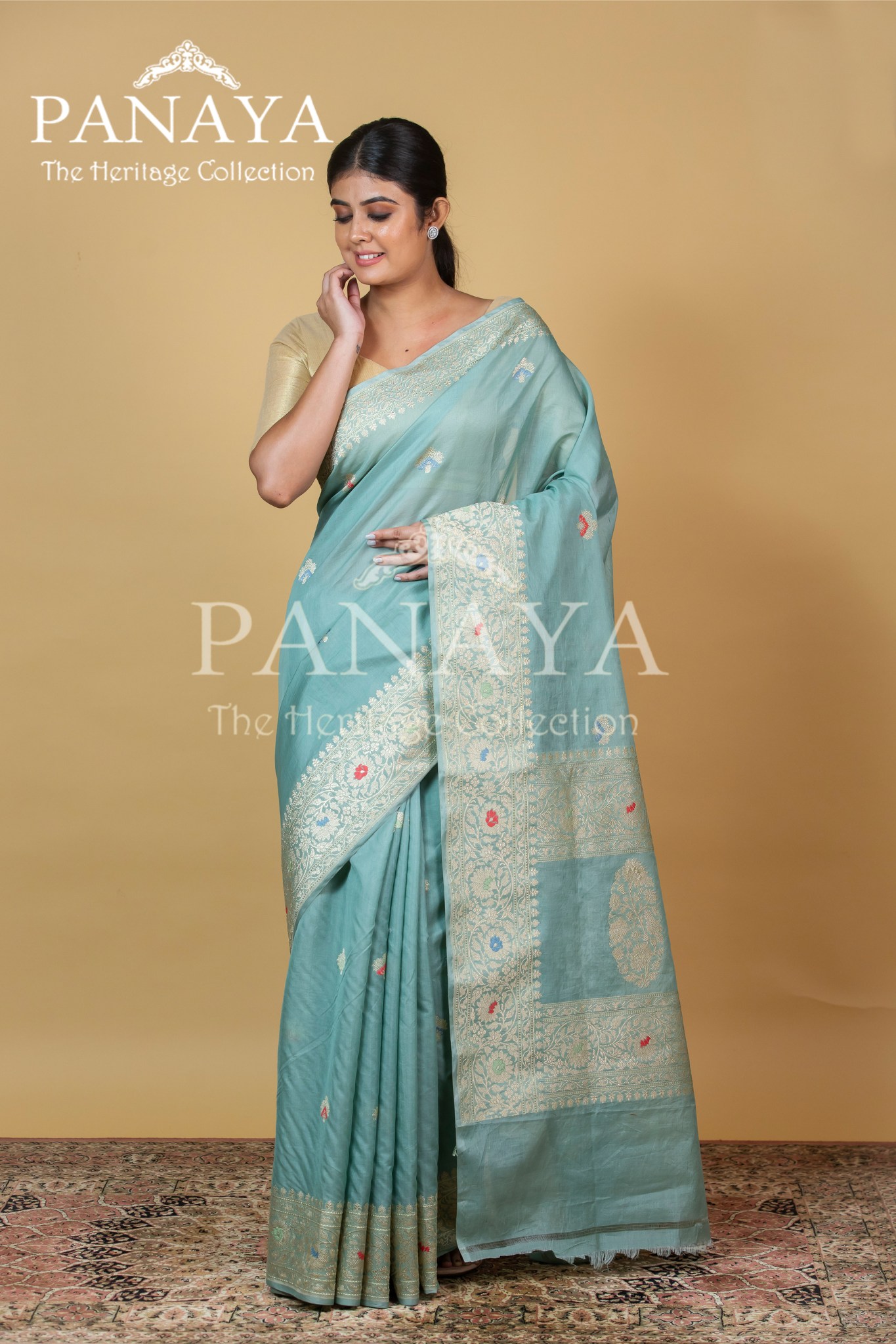 Kora Silk With Meenakari Buti Work