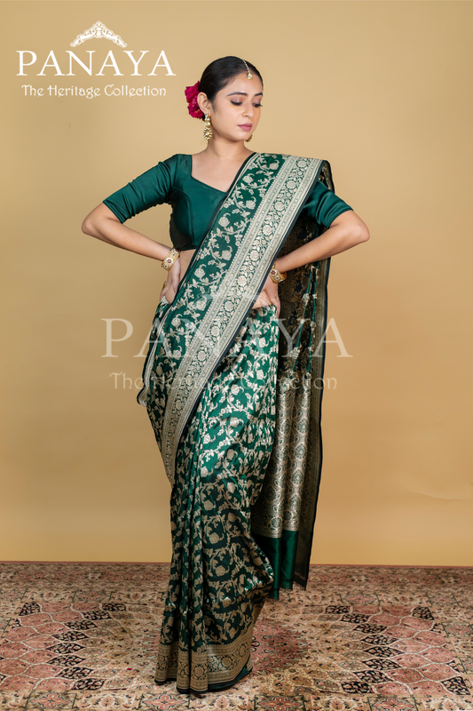 Banarasi Floral Zaal Work With Banarsi Anchal And Border