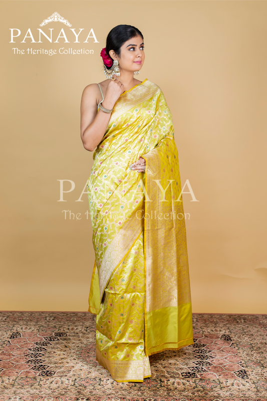 Katan silk zaal design with meenakari work
