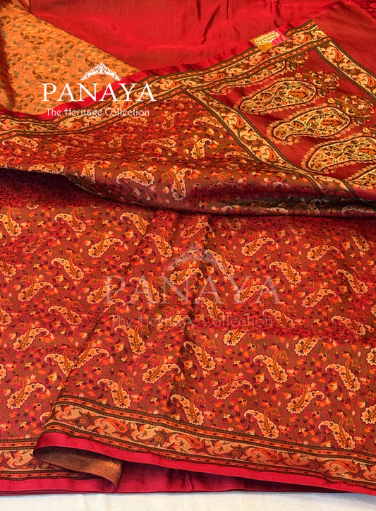 Saree Katan Silk None Paisely Jamewar Saree with banarasi Aanchal & Border with Multi Resham Work