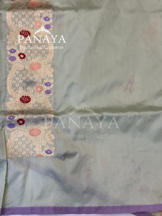 Saree Katan Silk with banarasi aanchal & Border with meenedar Boota Design