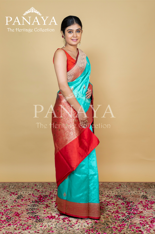 Banarasi Border And Anchal With Meenakari Work And Buti