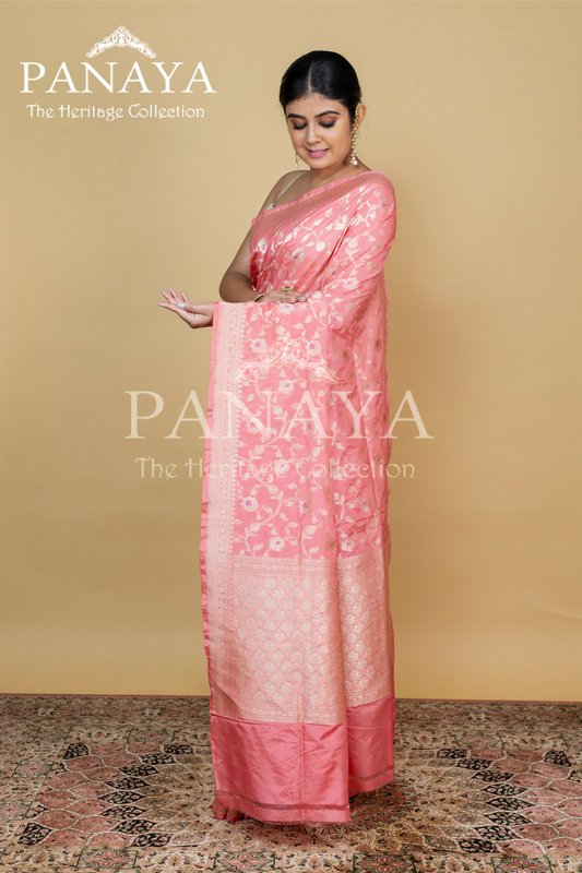 Katan Silk Zaal Design Meenakari Work With Banarasi Anchal Border Design