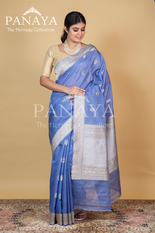 Kora Silk Buti Design With Meenakari Work