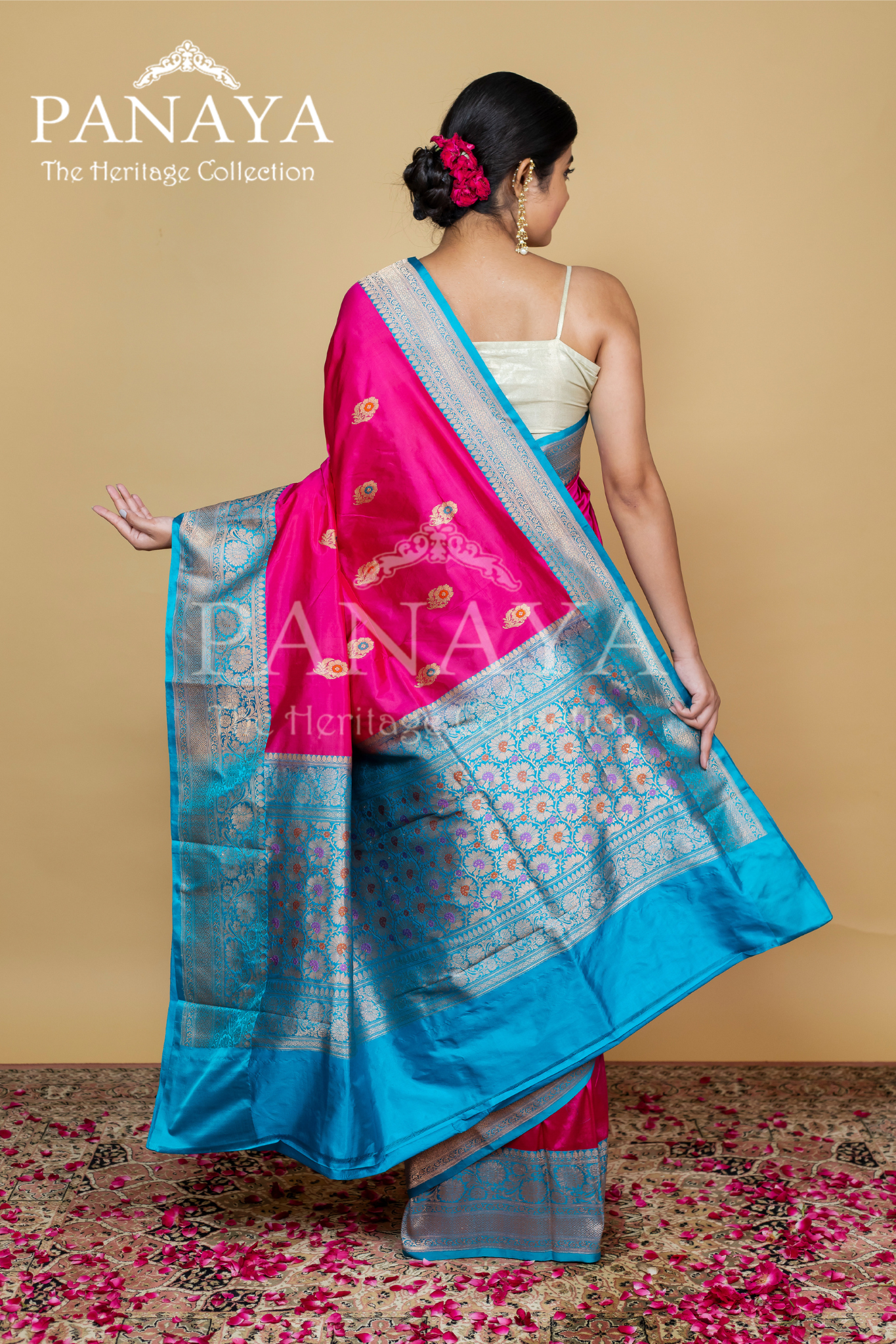 Meenakari Buti With Banarsi Anchal And Border Meenakari Work