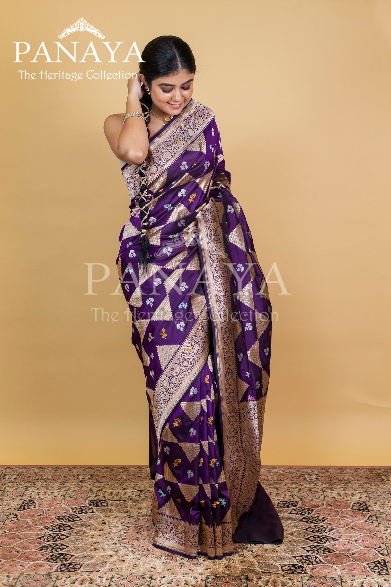 Katan Silk Meenakari Buti With Triangular Work