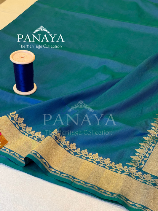 Saree Katan Silk Plain Saree with Banarasi Aanchal, Border