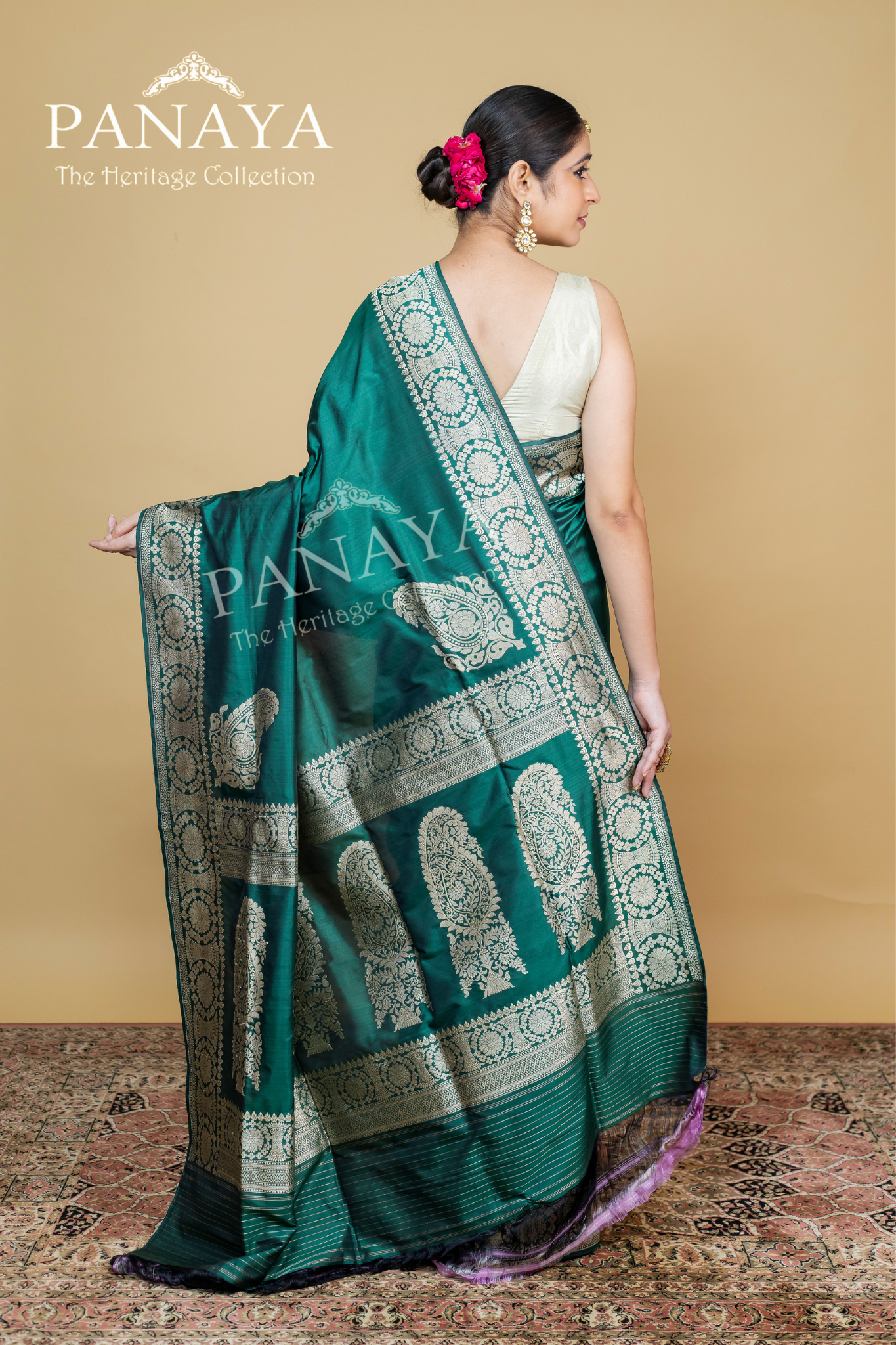 Handloom Katan Silk With Kuniya Banarasi Border Anchal