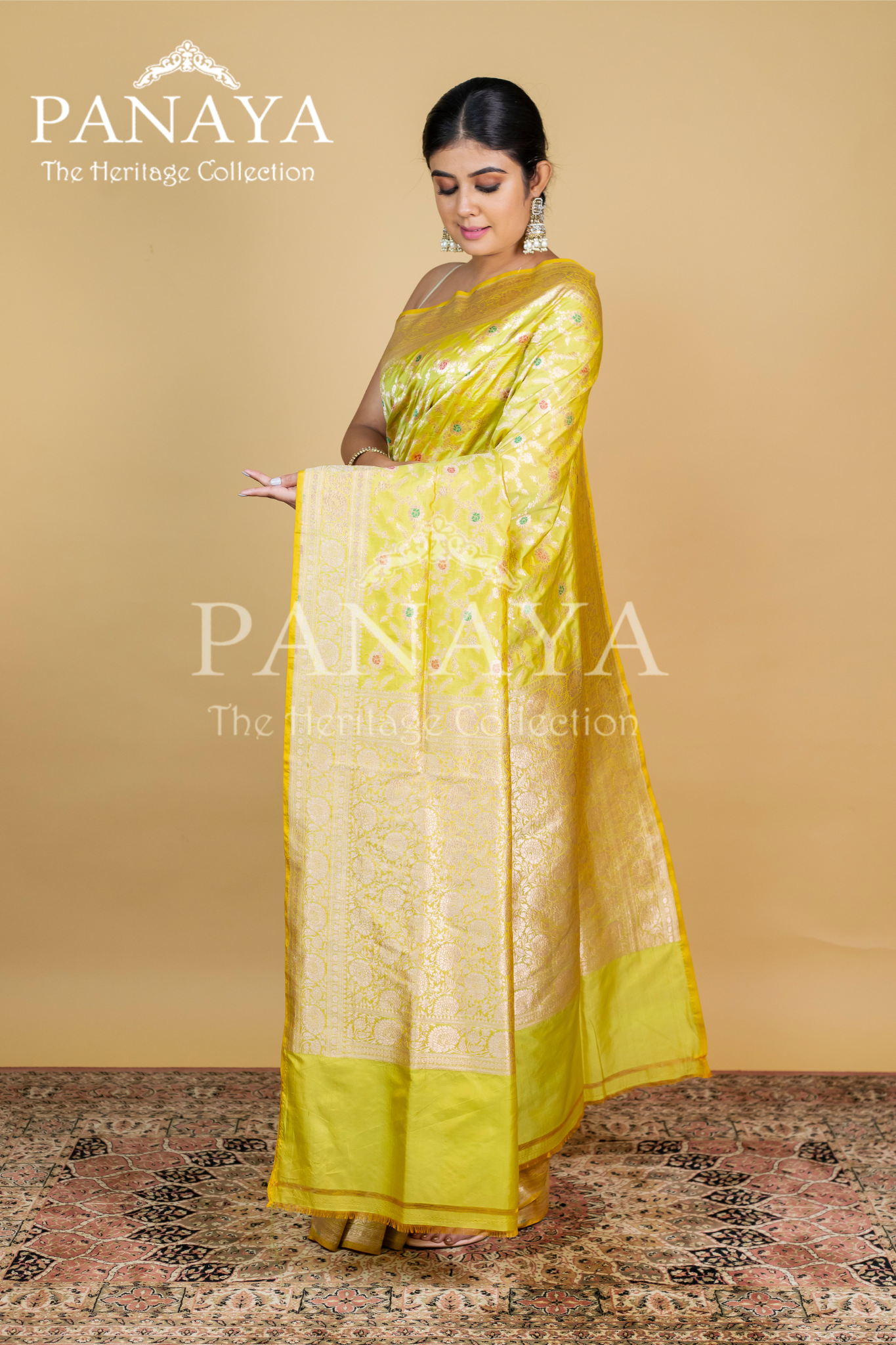 Katan silk zaal design with meenakari work