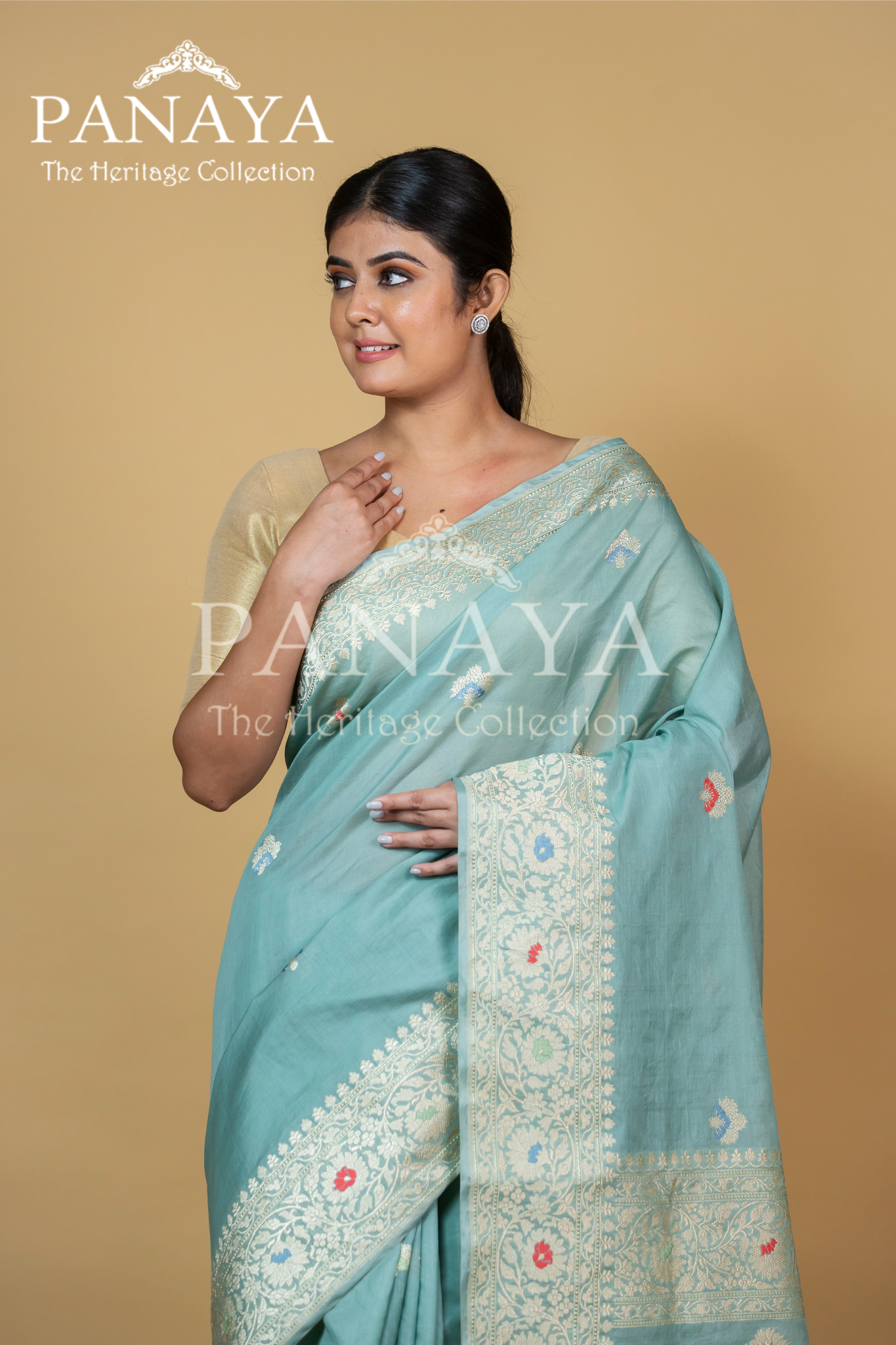 Kora Silk With Meenakari Buti Work