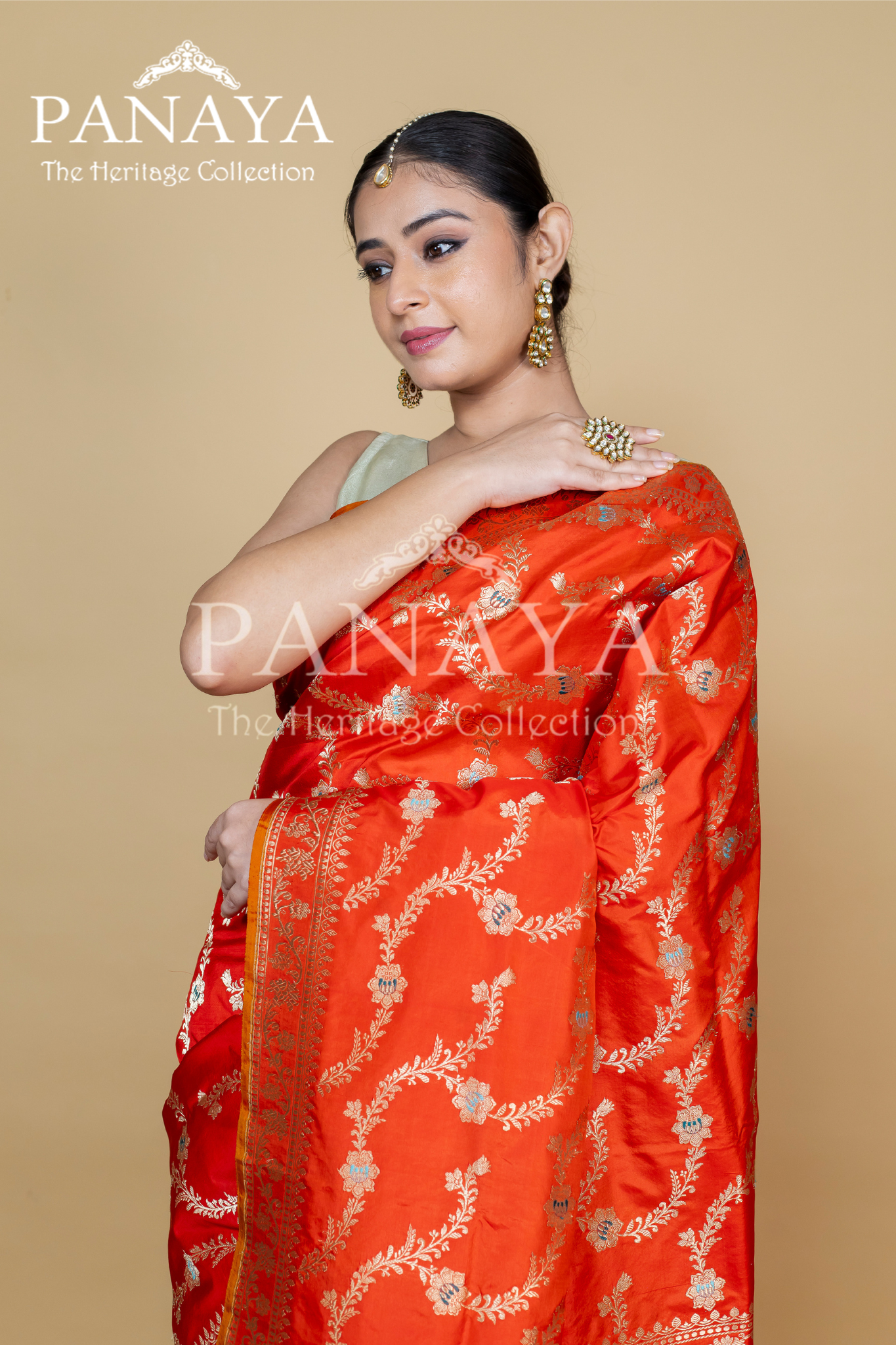 Katan Silk Zaal Design With Meenakari Work Banarsi Border Work