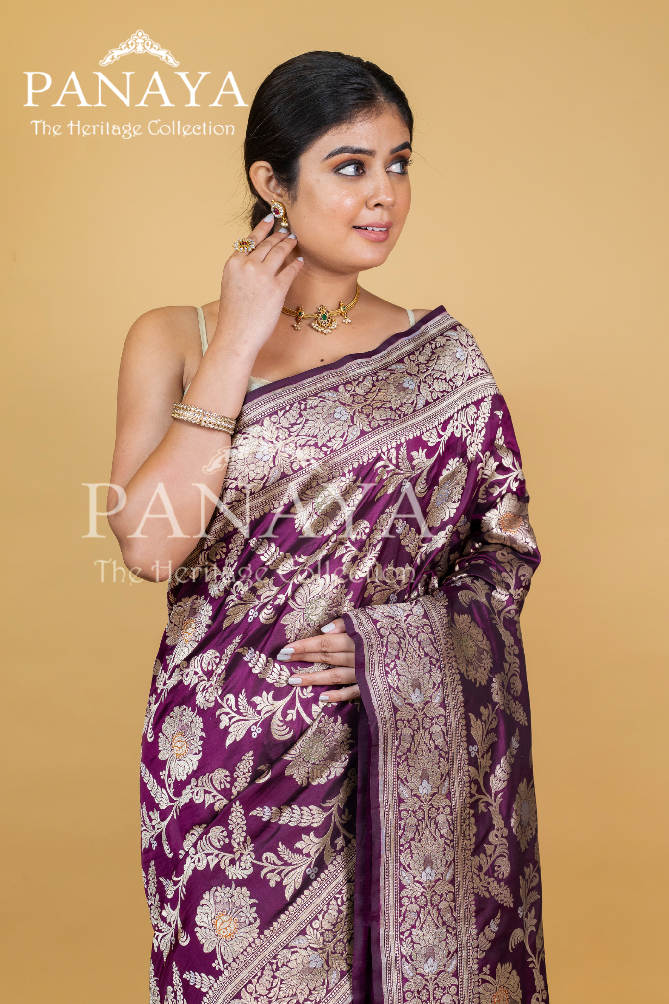 Katan Silk Handloom With Zaal Design With Banarsi Anchal Border
