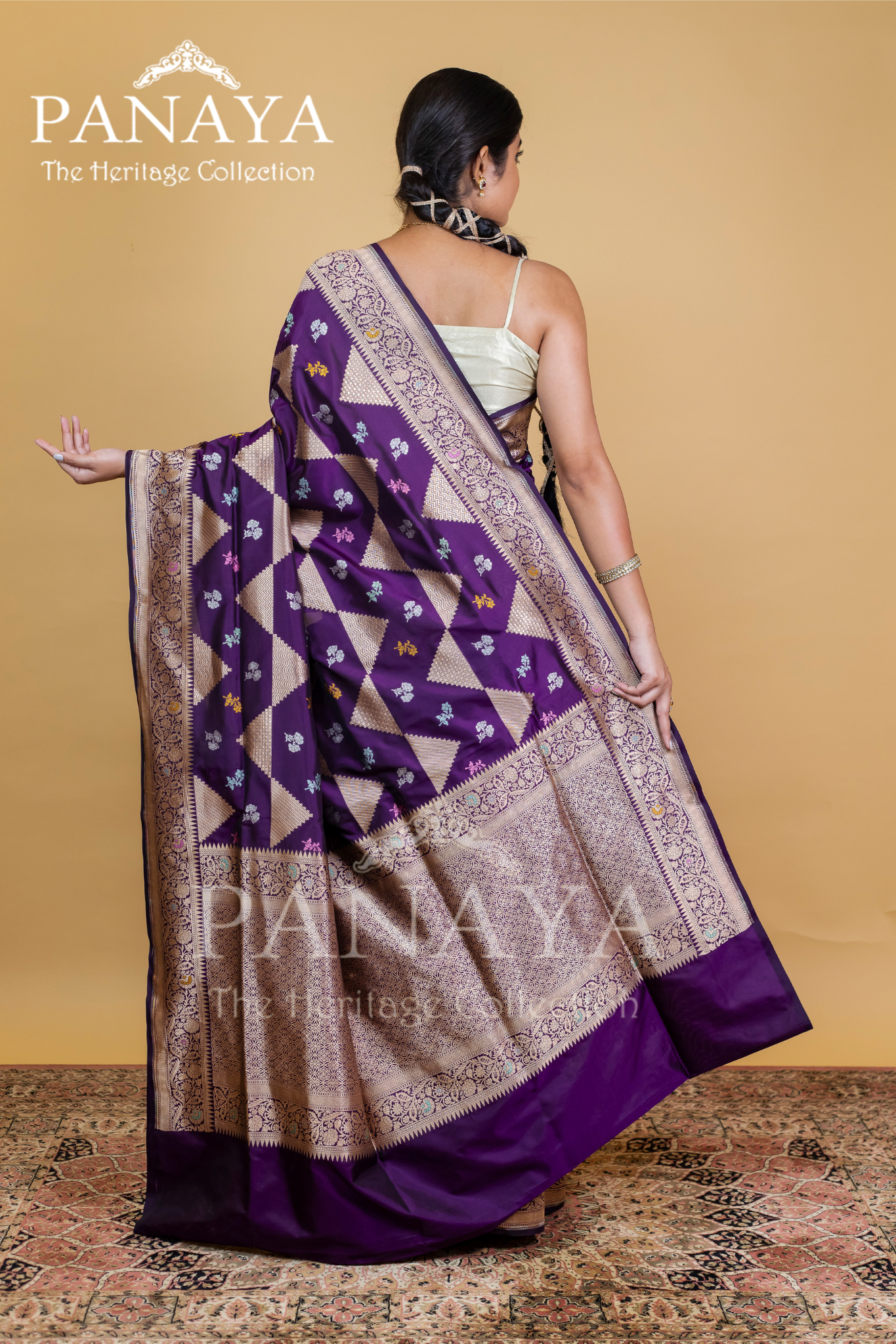 Katan Silk Meenakari Buti With Triangular Work