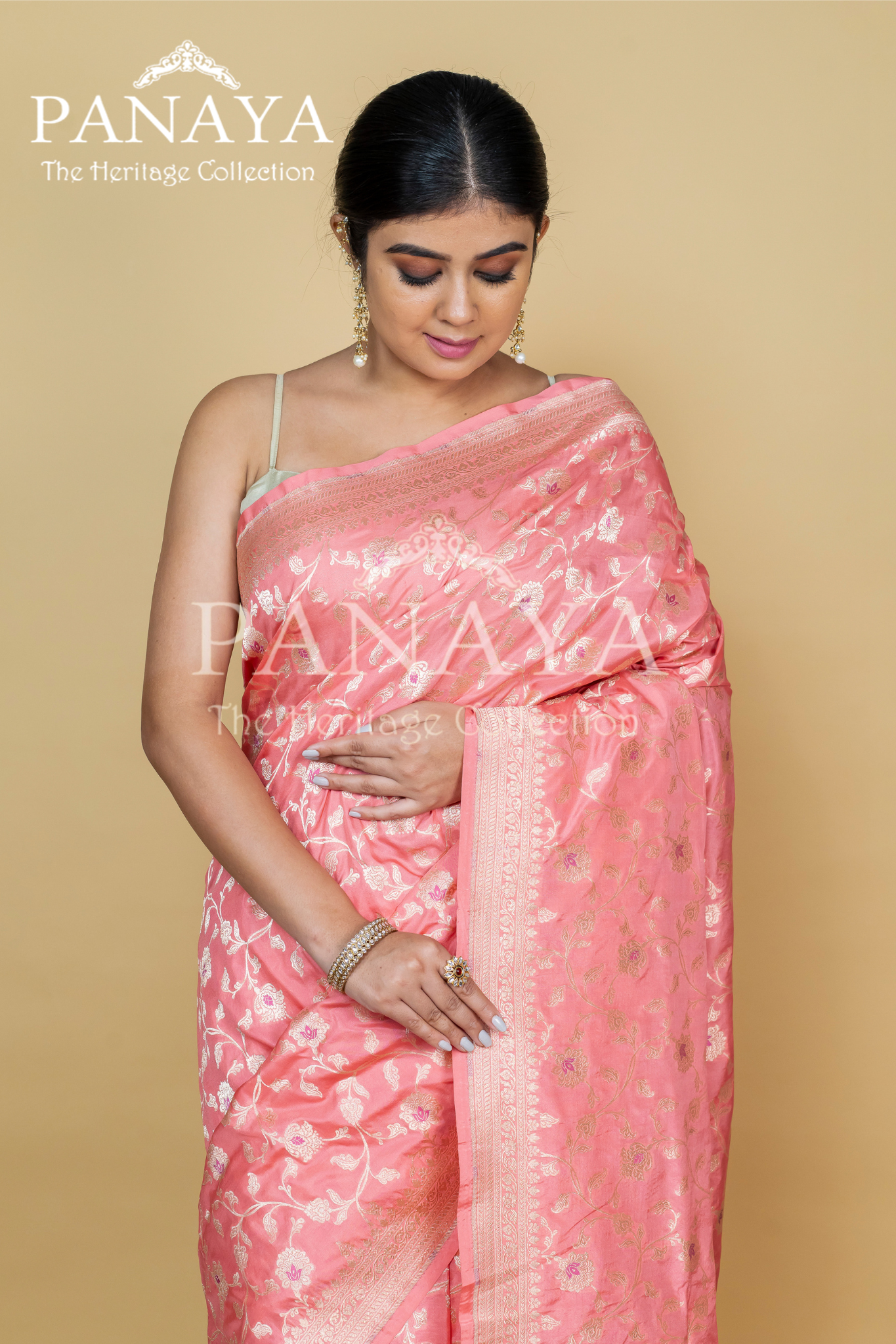 Katan Silk Zaal Design Meenakari Work With Banarasi Anchal Border Design