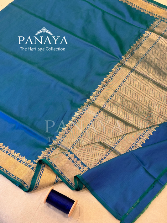 Saree Katan Silk Plain Saree with Banarasi Aanchal, Border