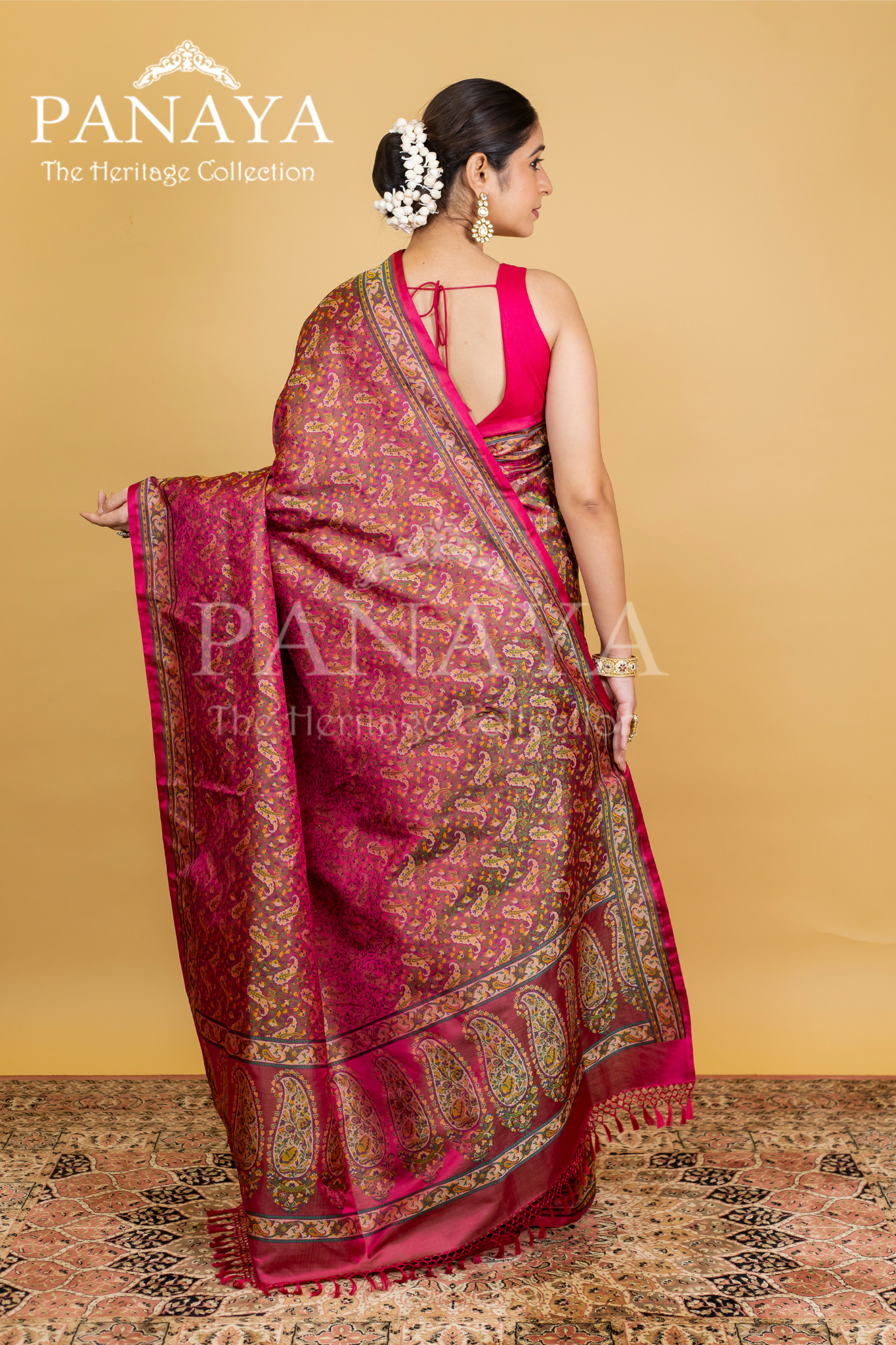Katan Silk Banarasi Paigly Design With Four Color Resham Meenakari Work