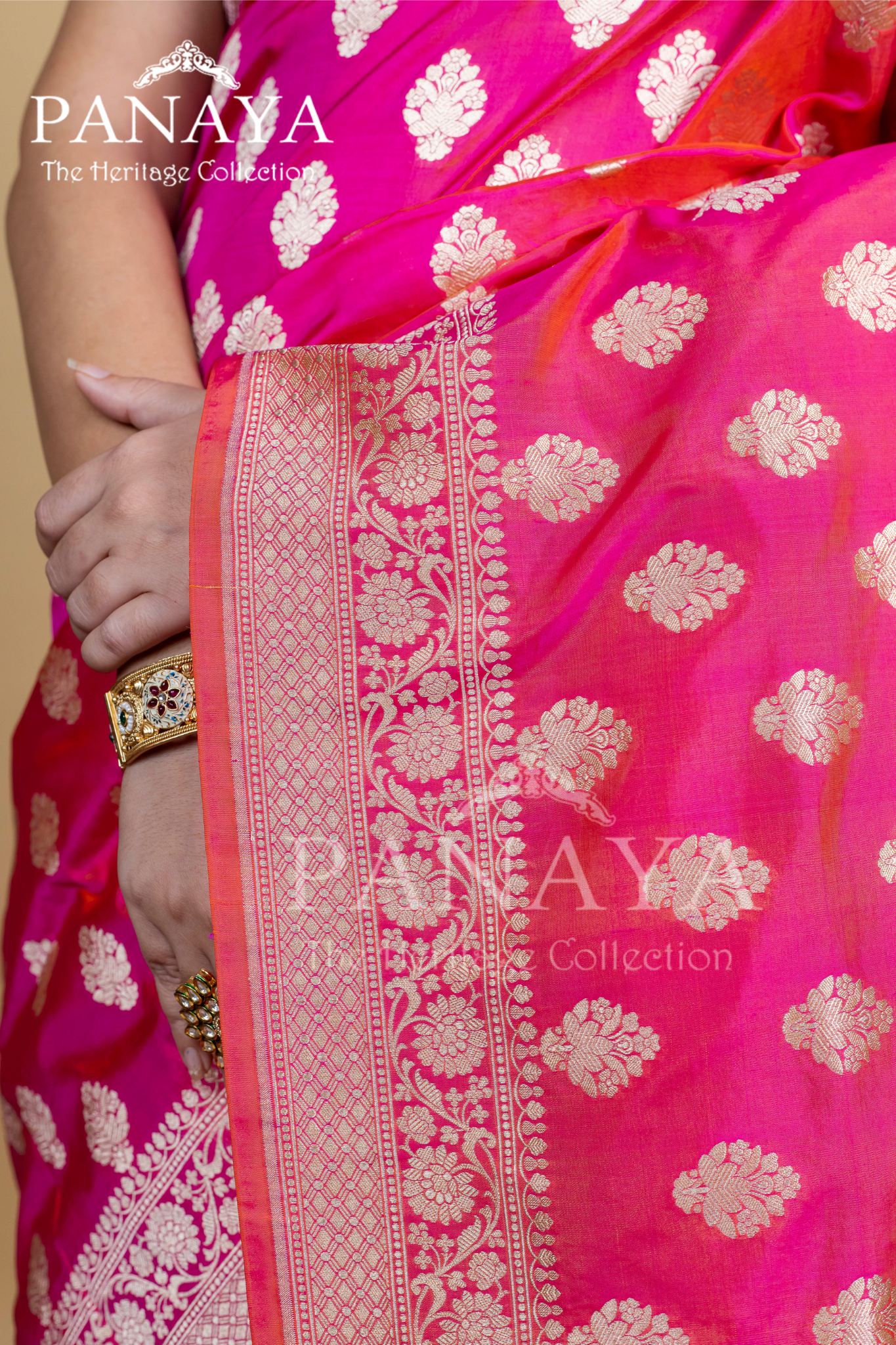 Handloom Cut Work Banarasi Buti Saree With Banarsi Border And Anchal