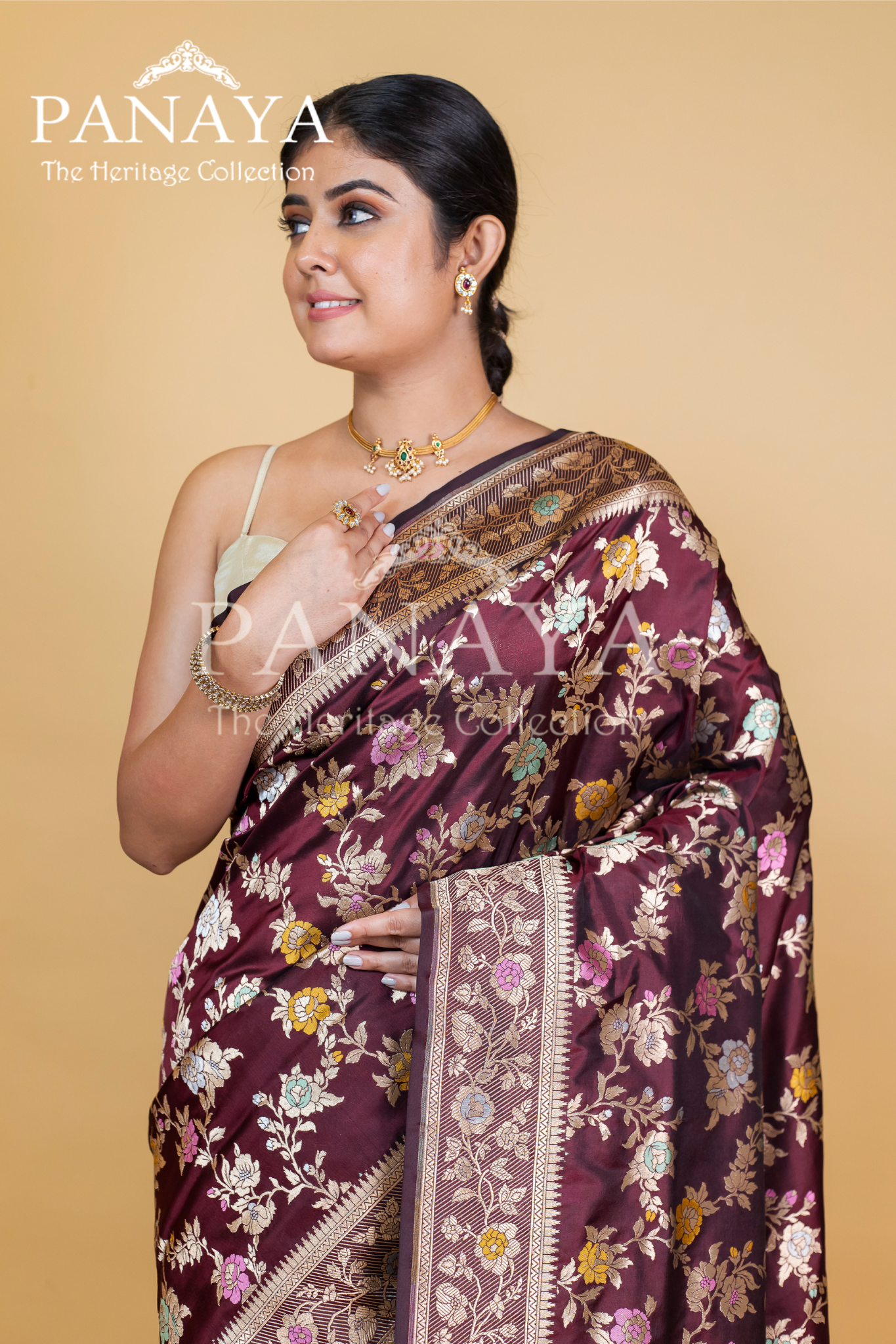 Katan Silk Zaal Design Meenakari Work With Banarasi Anchal Border Design