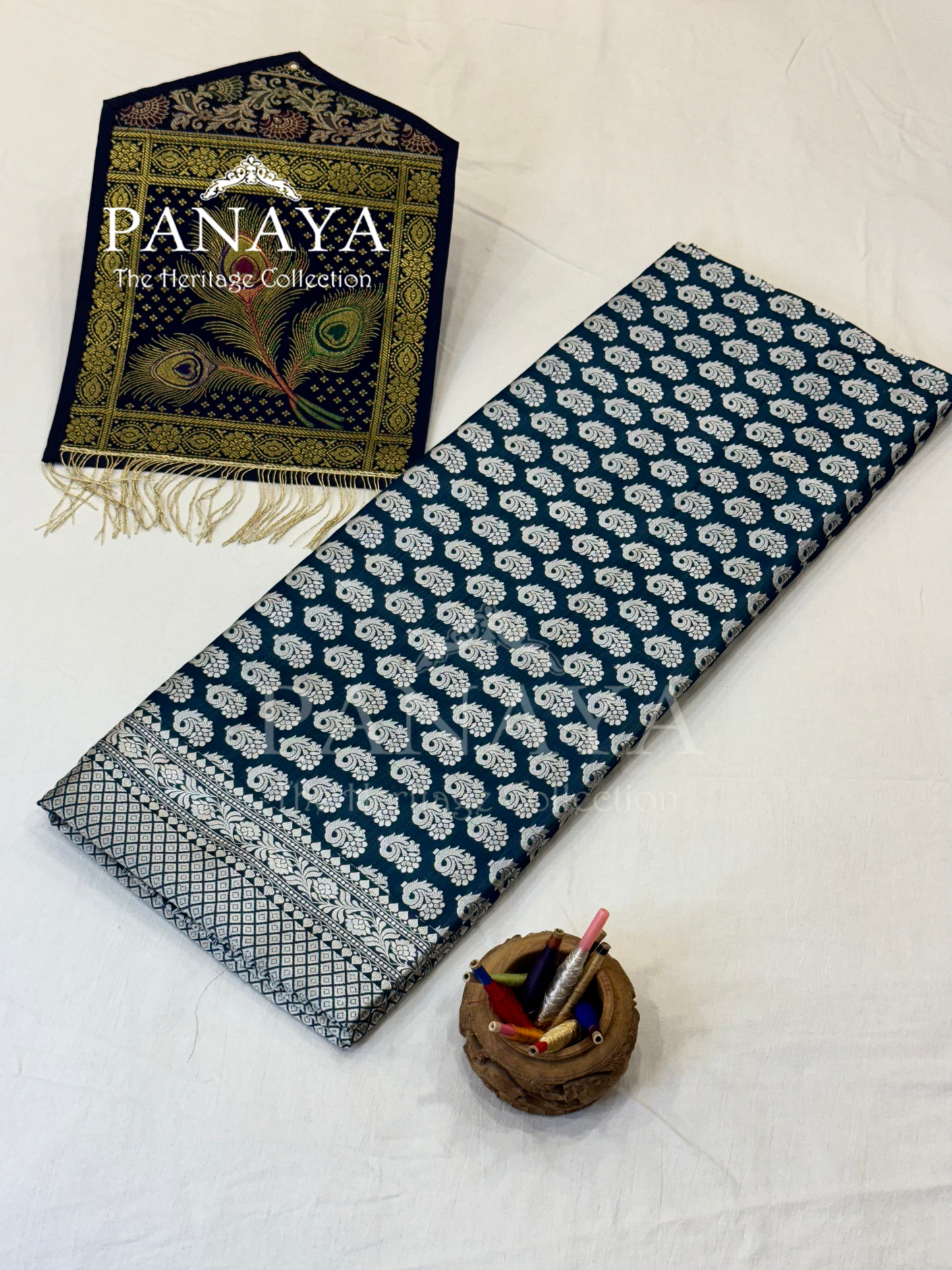 Saree Katan Silk Banarasi Aanchal Border with Resham silk Booti