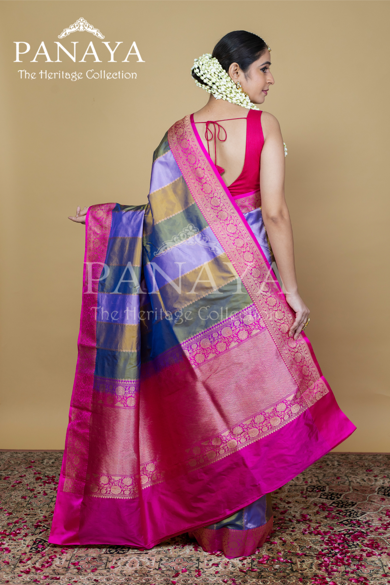 Rangkat Saree With Contrast Banarsi Border And Anchal