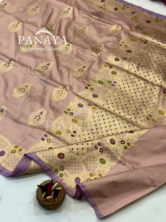 Saree Katan Silk with banarasi aanchal & Border with meenedar Boota Design