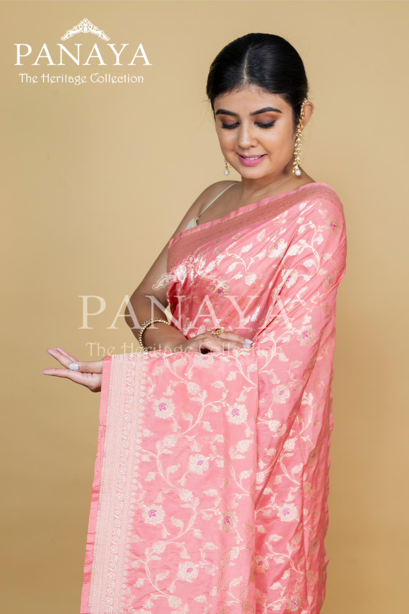 Katan Silk Zaal Design Meenakari Work With Banarasi Anchal Border Design