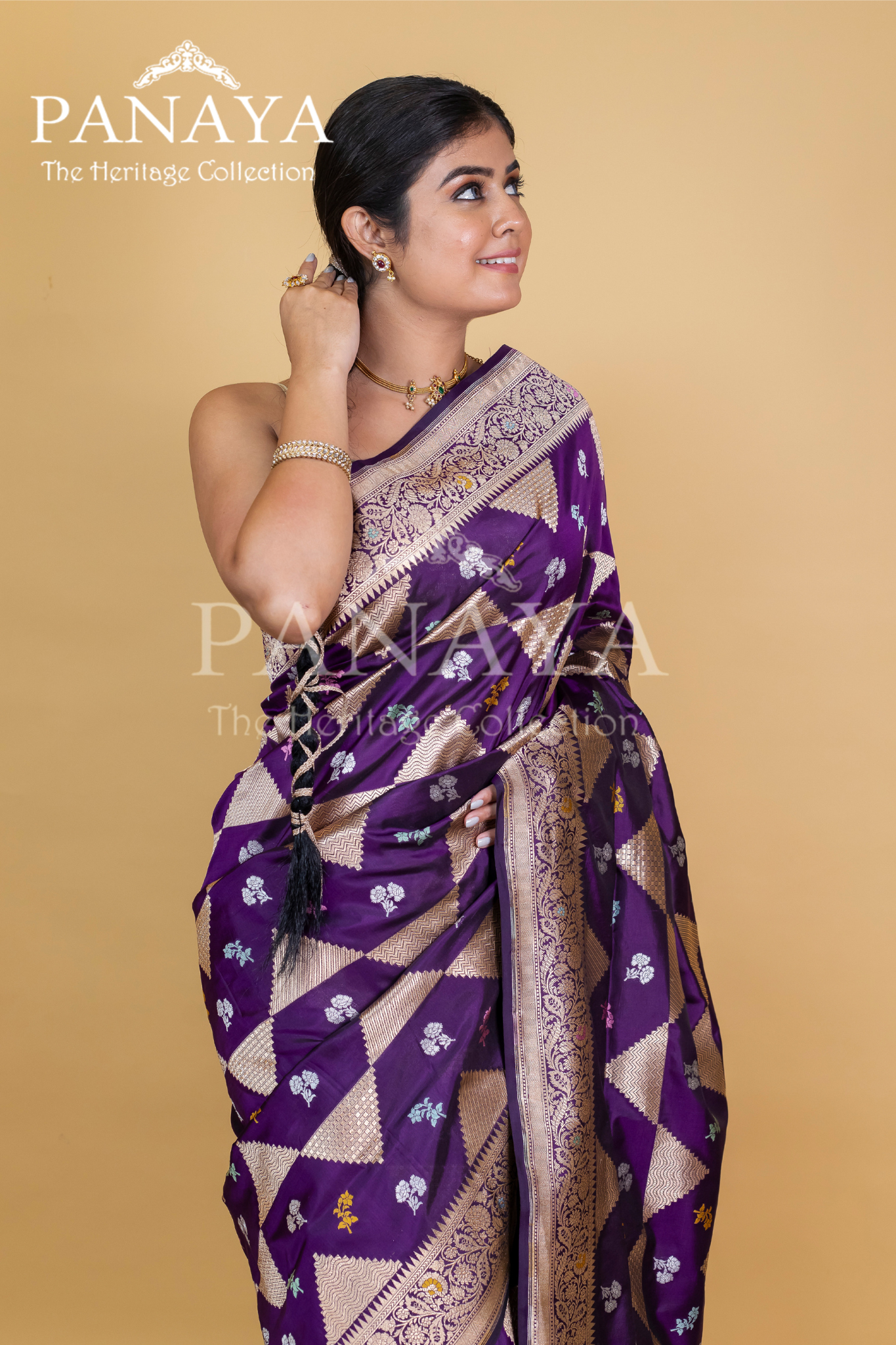 Katan Silk Meenakari Buti With Triangular Work